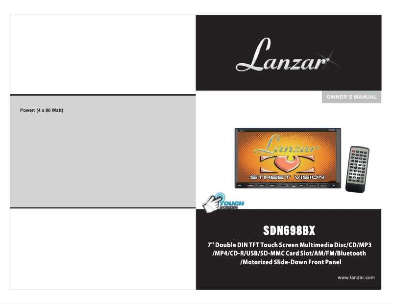 Page 1 de la notice Manuel utilisateur Lanzar SDN698BX