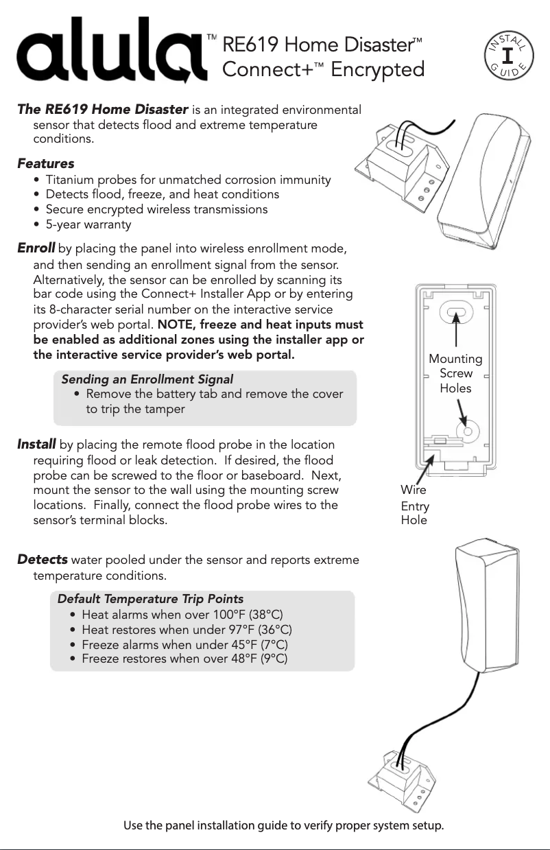 Page 1 de la notice Manuel utilisateur Alula RE619