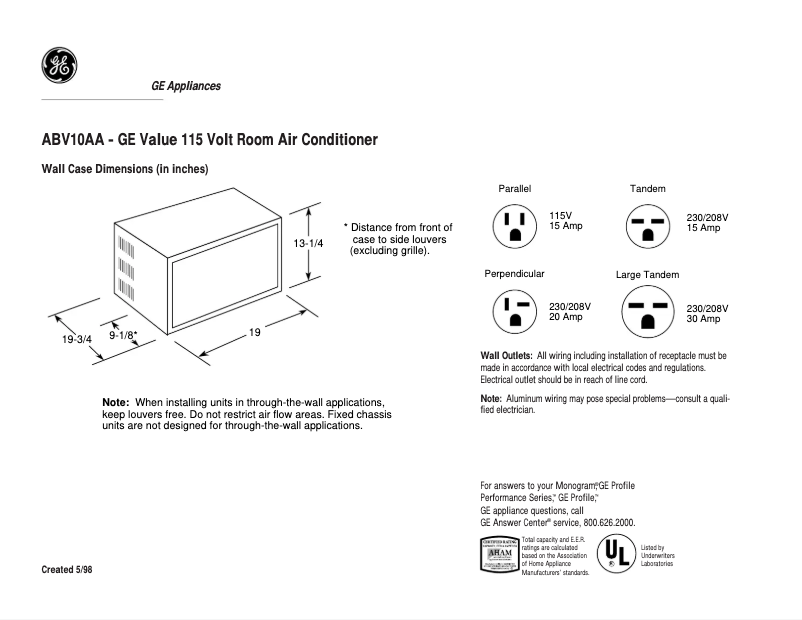 Image de la première page du manuel de l'appareil ABV10AA