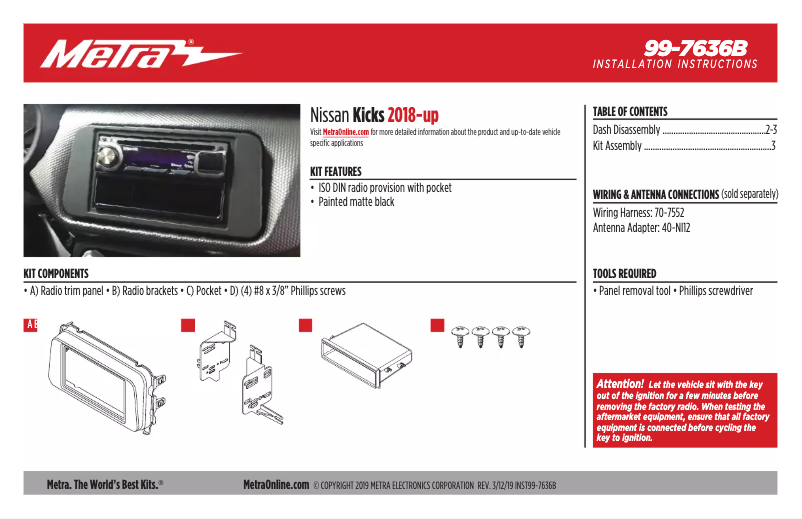 Page n°1 - Guide d'installation Metra 99-7636B