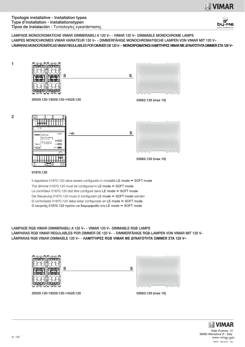 Page 1 de la notice Guide d'installation Vimar 02663.120