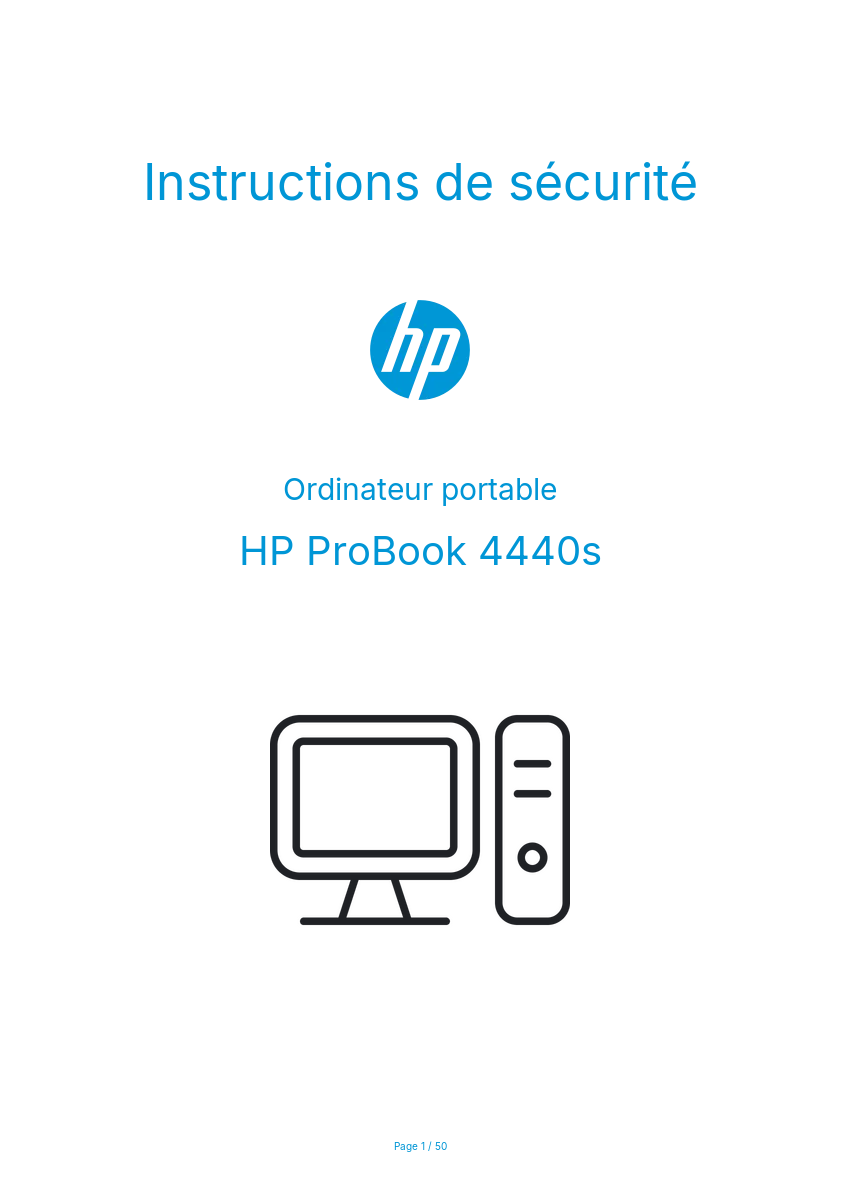 Image de la première page du manuel de l'appareil ProBook 4440s
