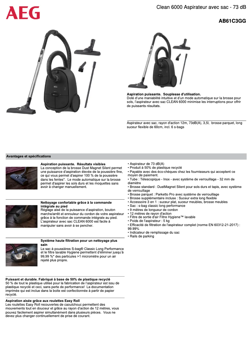 Page 1 de la notice Manuel utilisateur AEG AB61C3GG