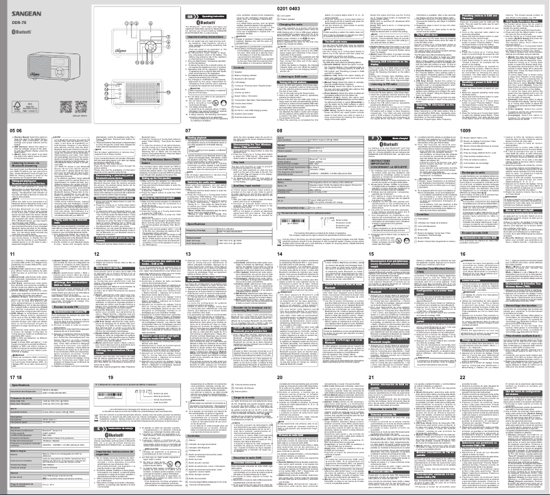 Page 1 de la notice Manuel utilisateur Sangean DDR-7X