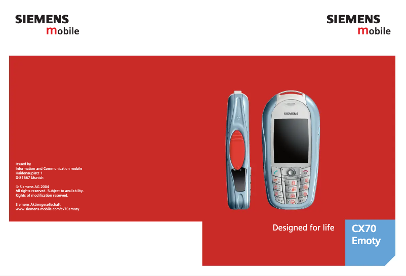 Image de la première page du manuel de l'appareil CX70 Emoty