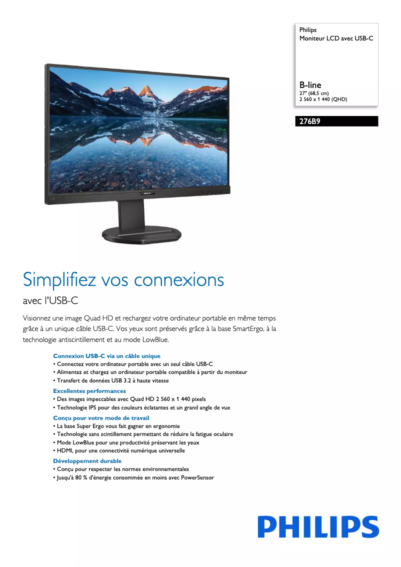 Page n°1 - Fiche technique Philips 276B9