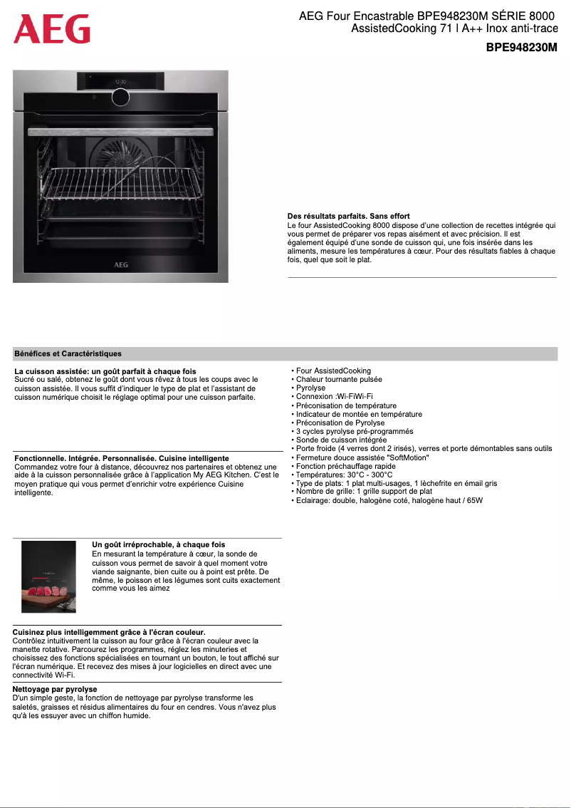 Página 1 del manual Ficha técnica AEG BPE948230M