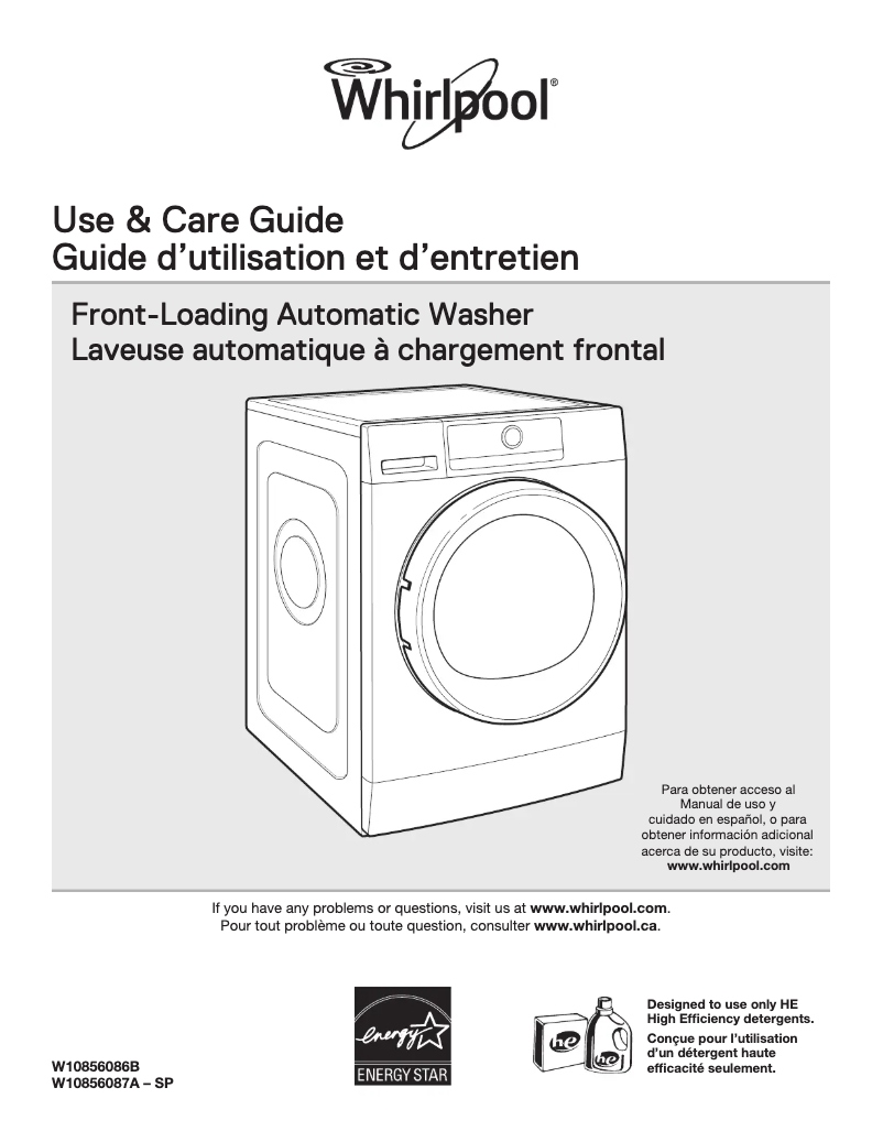 Page n°1 - Guide d'installation Whirlpool WFW3090JW