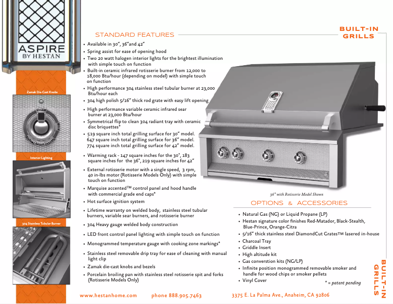 Page n°1 - Fiche technique Hestan Aspire EMBR36-LP-OR
