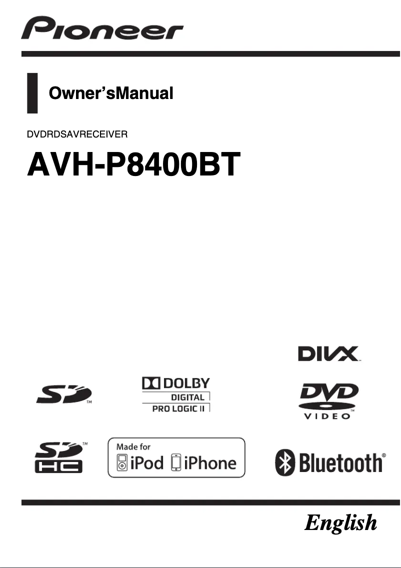 Image de la première page du manuel de l'appareil AVH-P8400BT