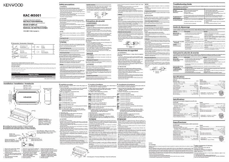 Página 1 del manual Manual de usuario Kenwood KAC-M5001