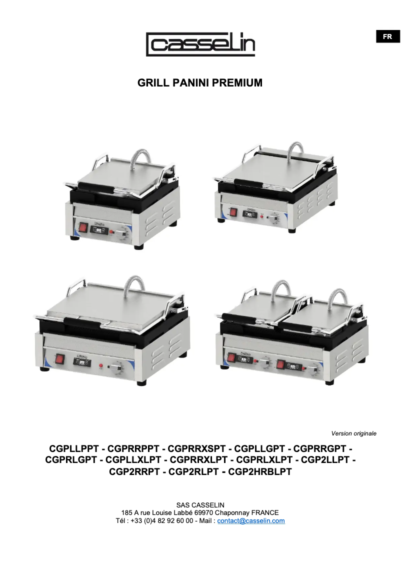 Page n°1 - Manuel utilisateur Casselin CGP2HRBLPT
