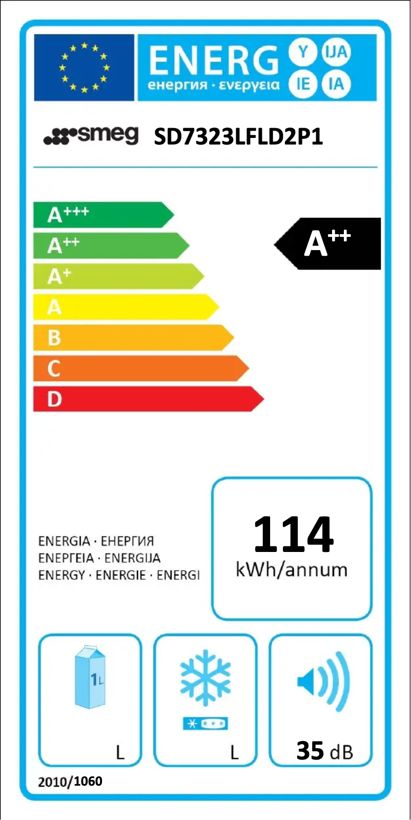 Page n°1 - Label énergétique Smeg SD7323LFLD2P1