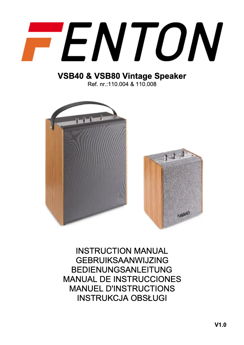 Page 1 de la notice Manuel utilisateur Fenton VBS40