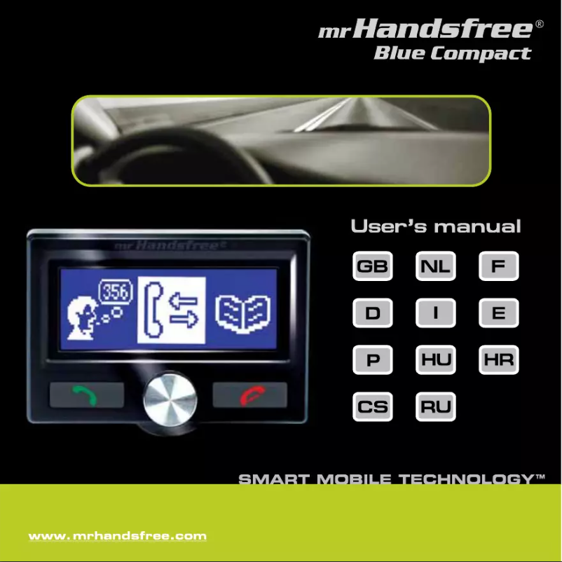 Page 1 de la notice Manuel utilisateur Mr. Handsfree Blue Compact
