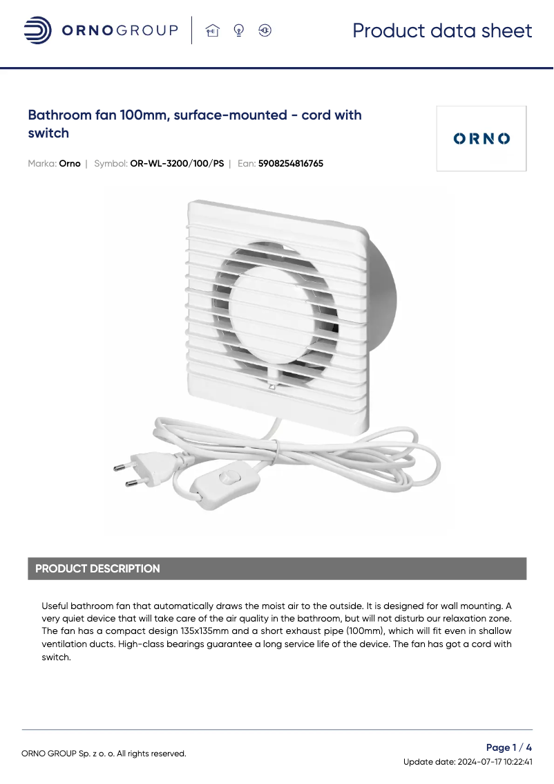 Image de la première page du manuel de l'appareil OR-WL-3200/100/PS