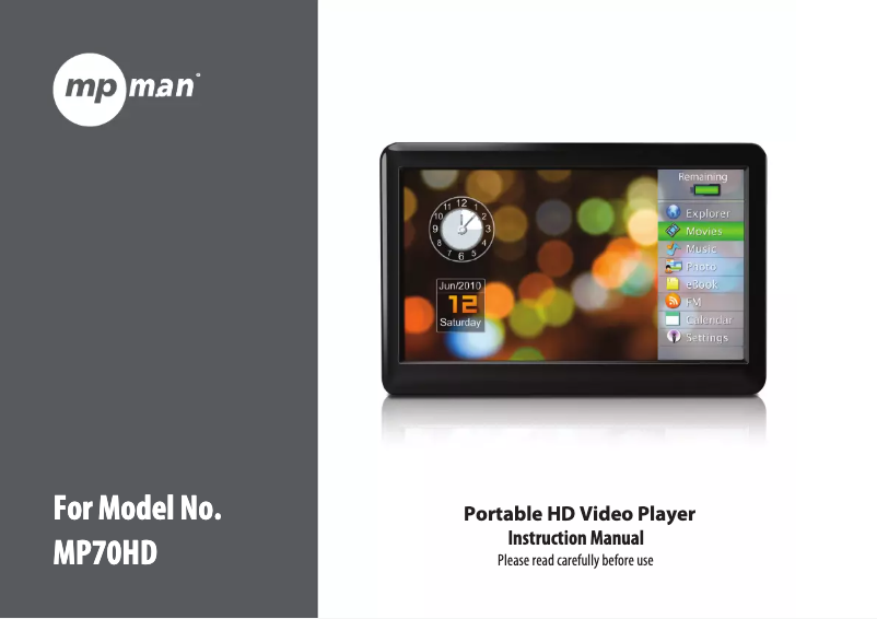 Page n°1 - Manuel utilisateur Mpman MP70HD