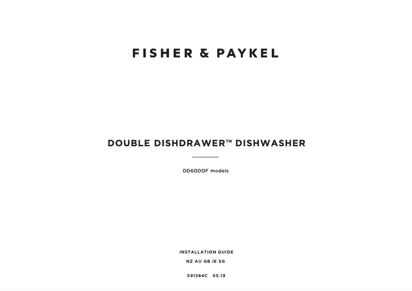 Page n°1 - Guide d'installation Fisher & Paykel DD60DDFHX9