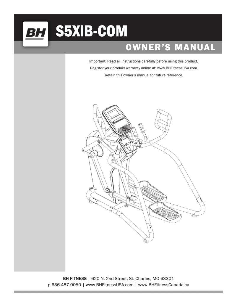 Page 1 de la notice Manuel utilisateur BH Fitness S5XiB-COM