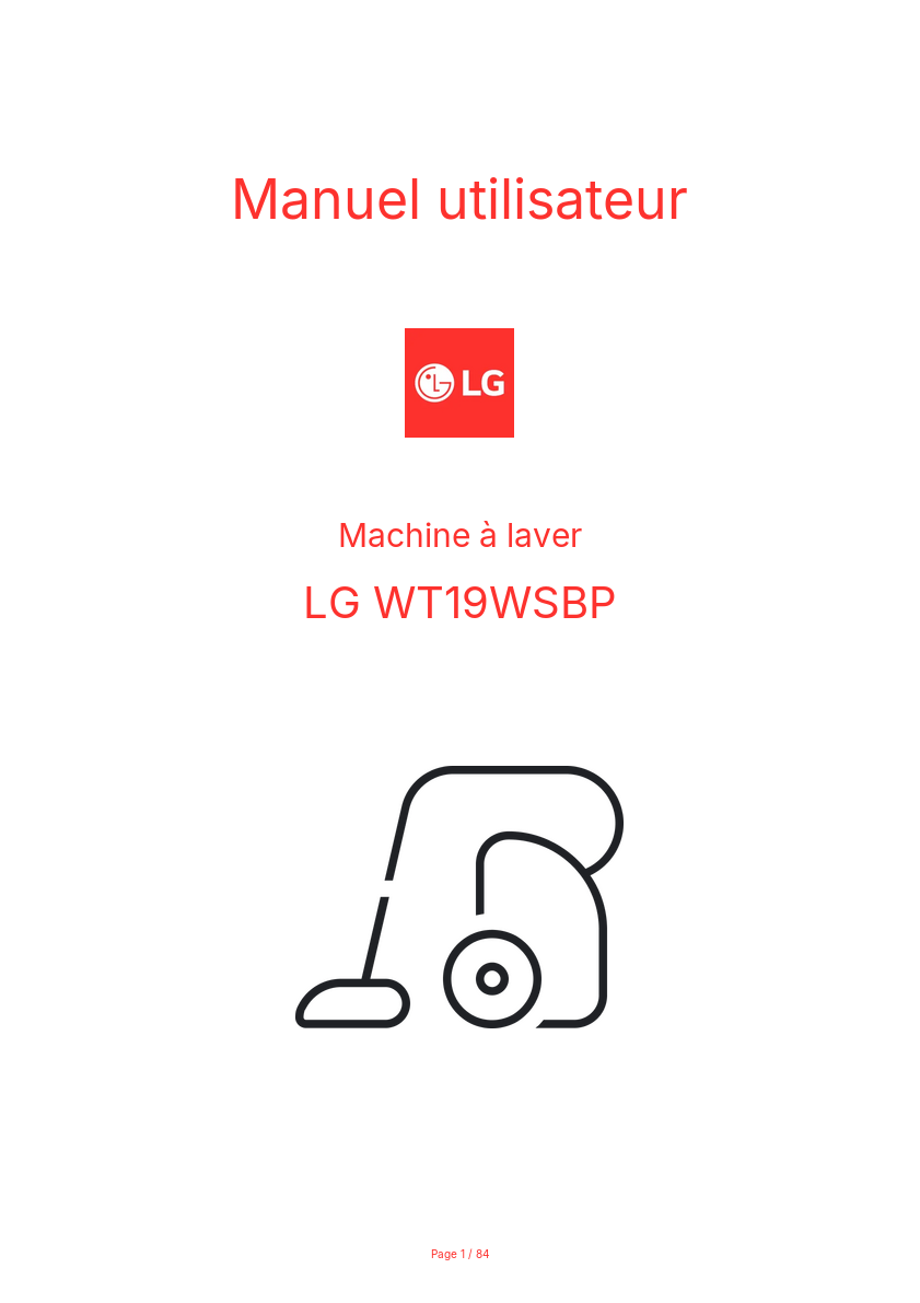 Page n°1 - Manuel utilisateur LG WT19WSBP