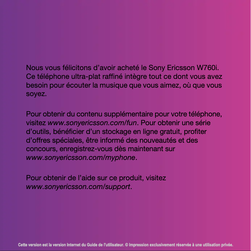 Image de la première page du manuel de l'appareil W760i