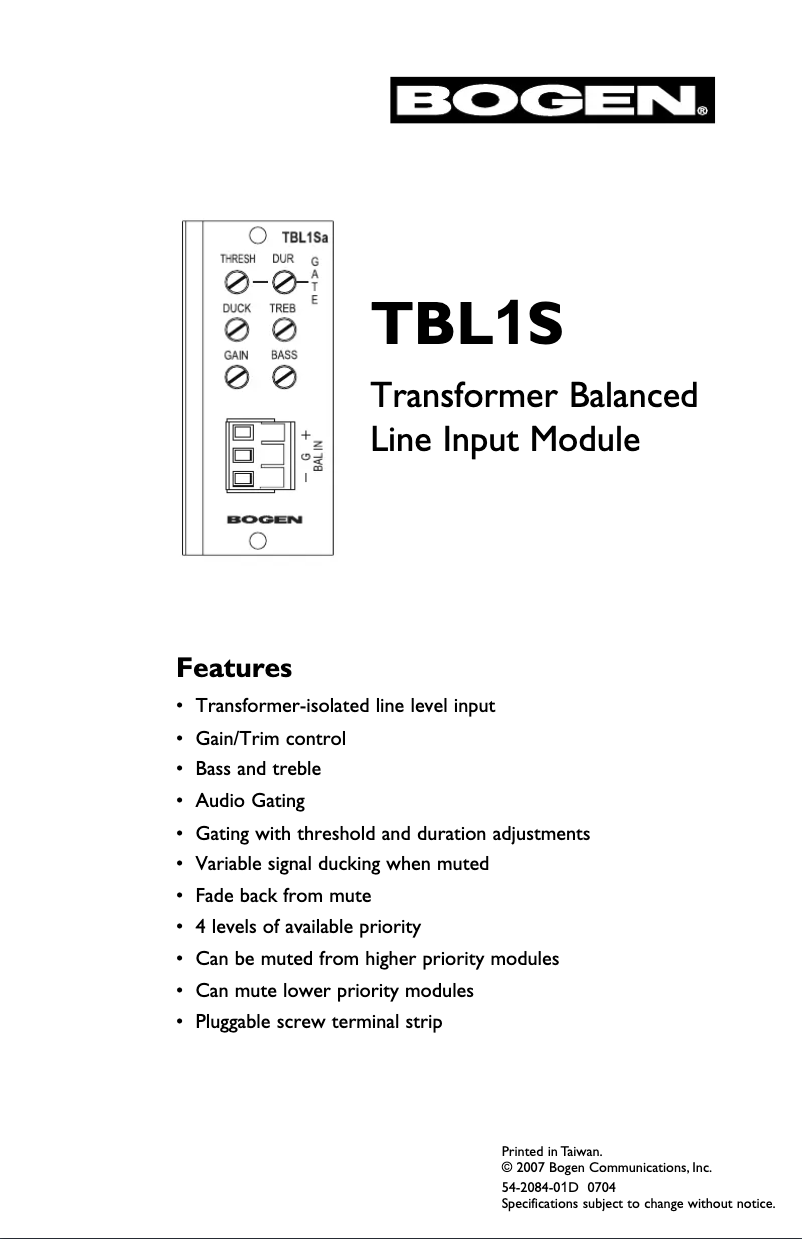 Image de la première page du manuel de l'appareil TBL1S