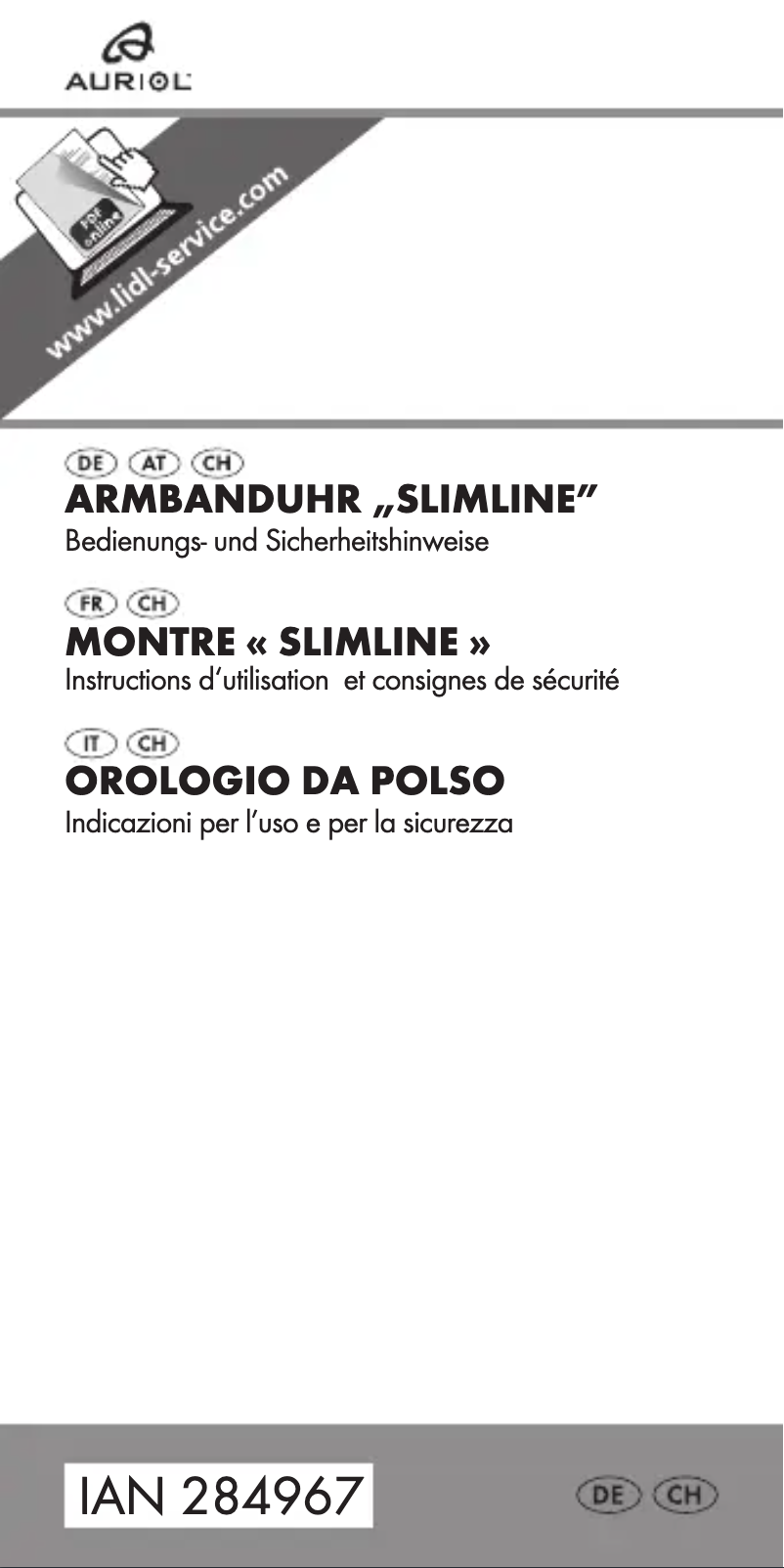 Page 1 of the manual User Manual Auriol Slimline IAN 284967