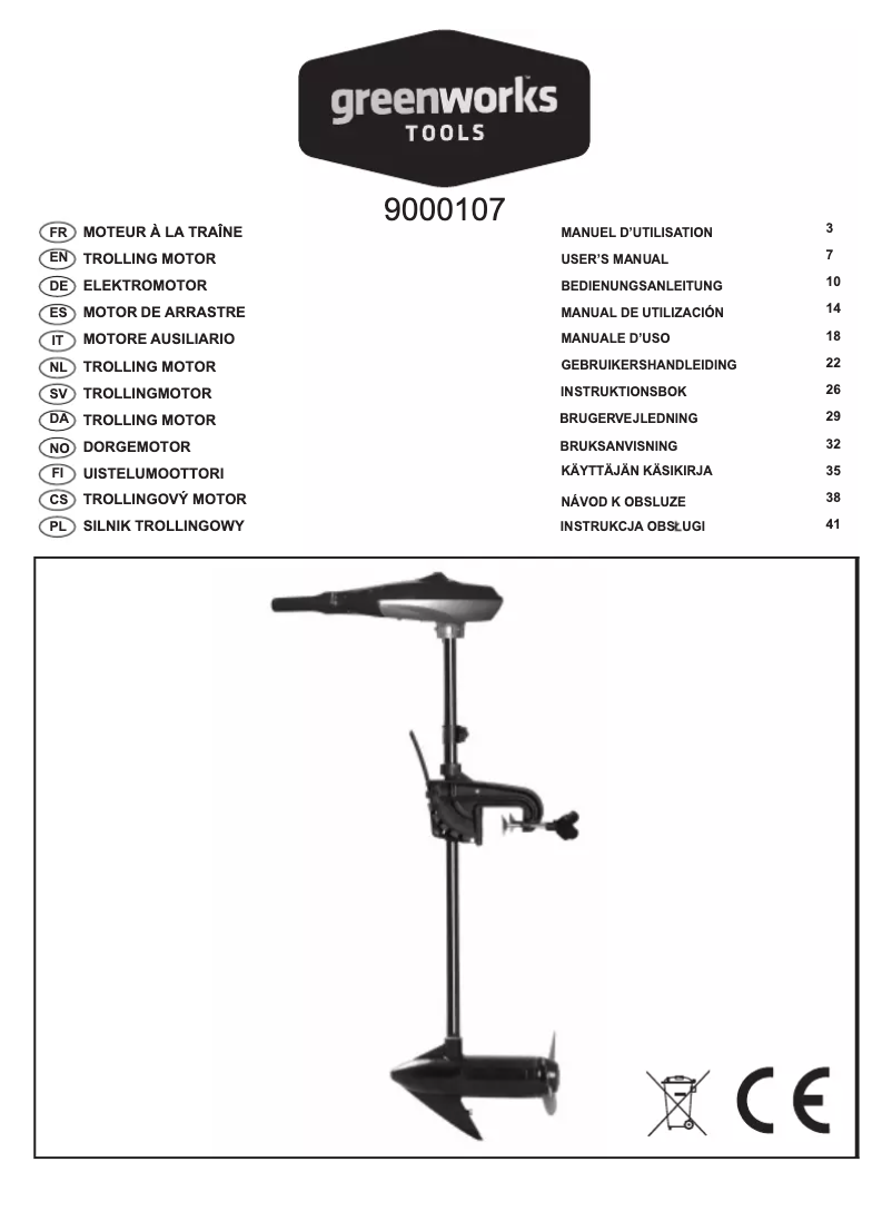Page n°1 - Manuel utilisateur Greenworks 9000107