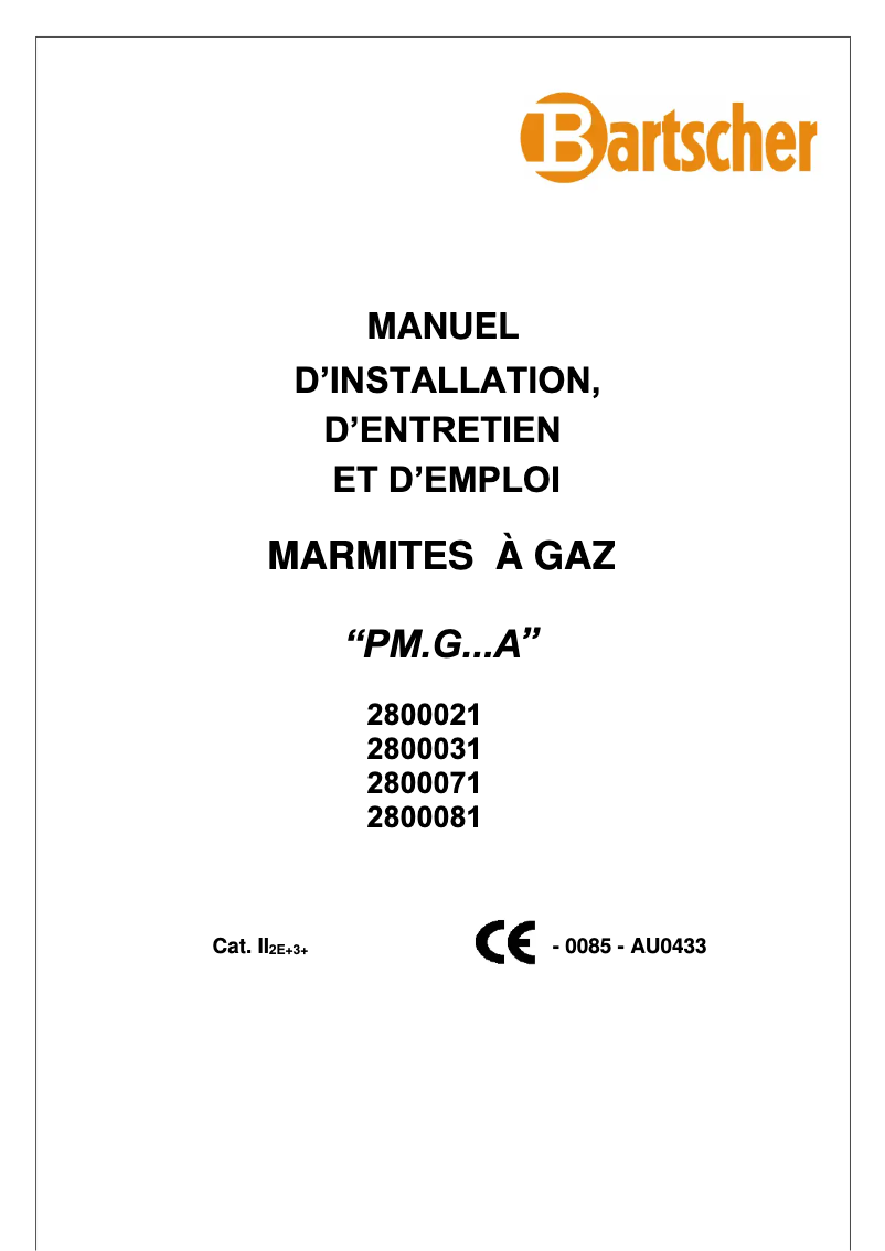 Page n°1 - Manuel utilisateur Bartscher G342L