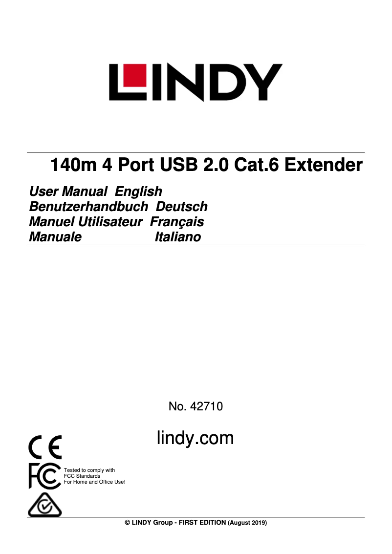 Page 1 de la notice Manuel utilisateur Lindy 42710