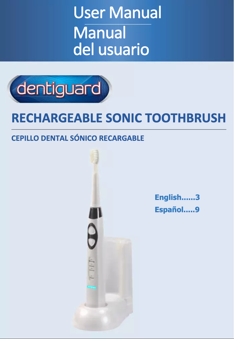 Page 1 de la notice Manuel utilisateur Dentiguard Rechargeable Sonic Toothbrush 00380-2A