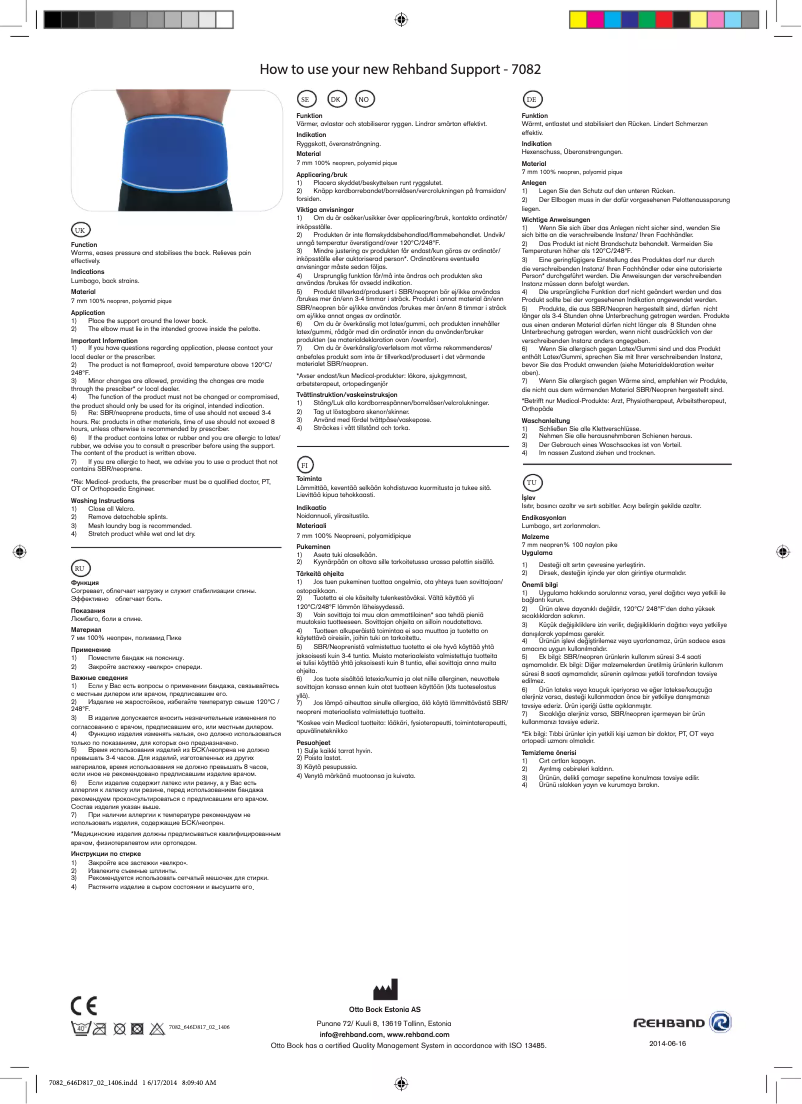 Página 1 del manual Manual de usuario Rehband 7082