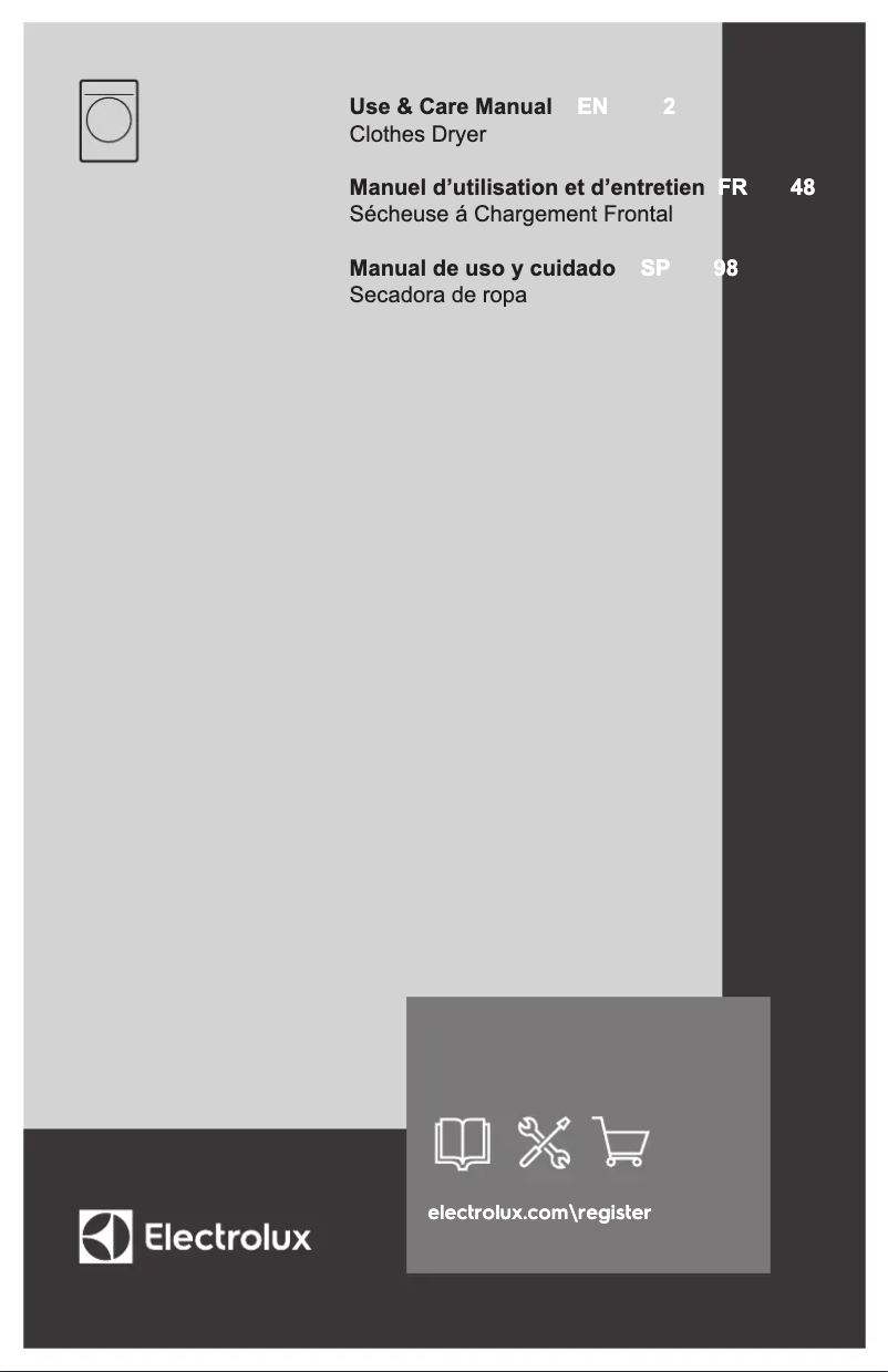 Page n°1 - Manuel d'utilisation et d'entretien Electrolux ELFG7637AW