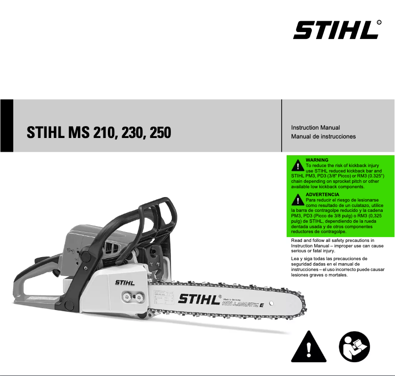Page 1 de la notice Manuel utilisateur Stihl MS 210