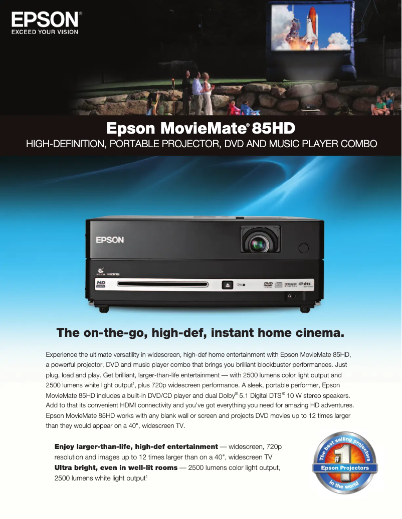 Página 1 del manual Folleto Epson MovieMate 85HD