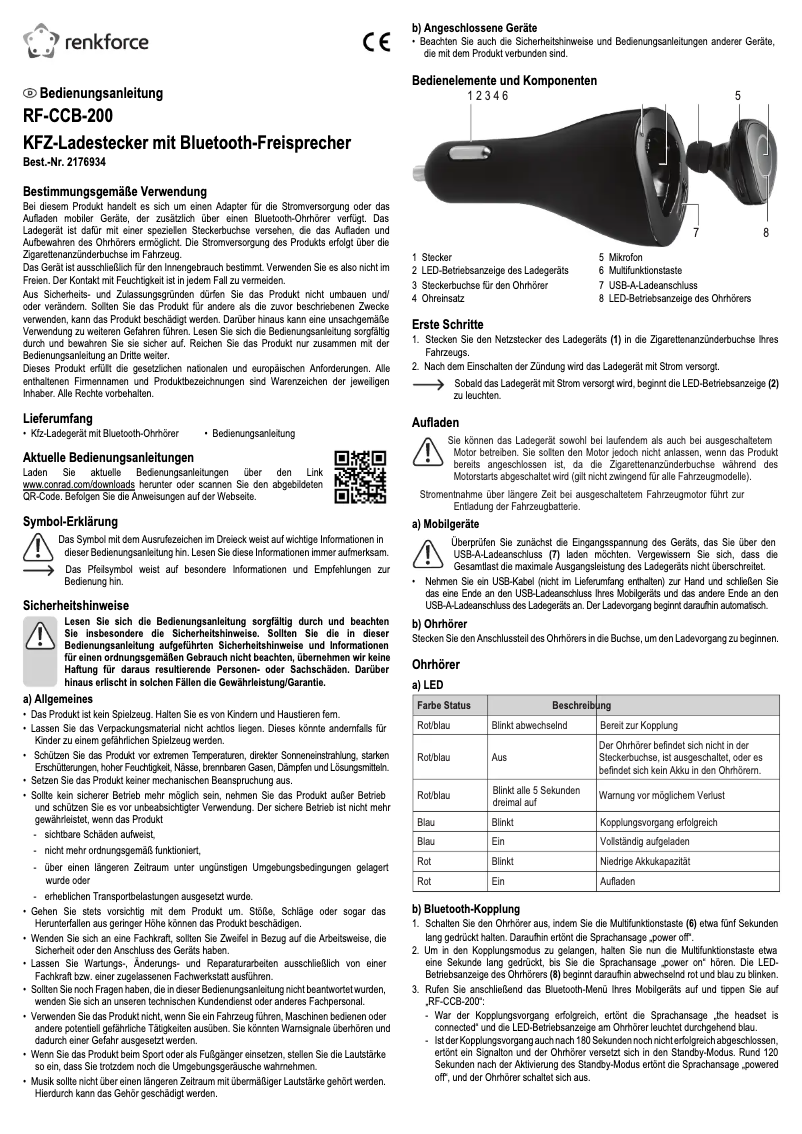 Image de la première page du manuel de l'appareil RF-CCB-200