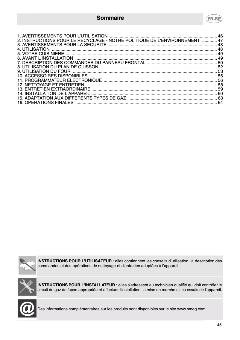 Page n°1 - Manuel utilisateur Smeg C9GMN1