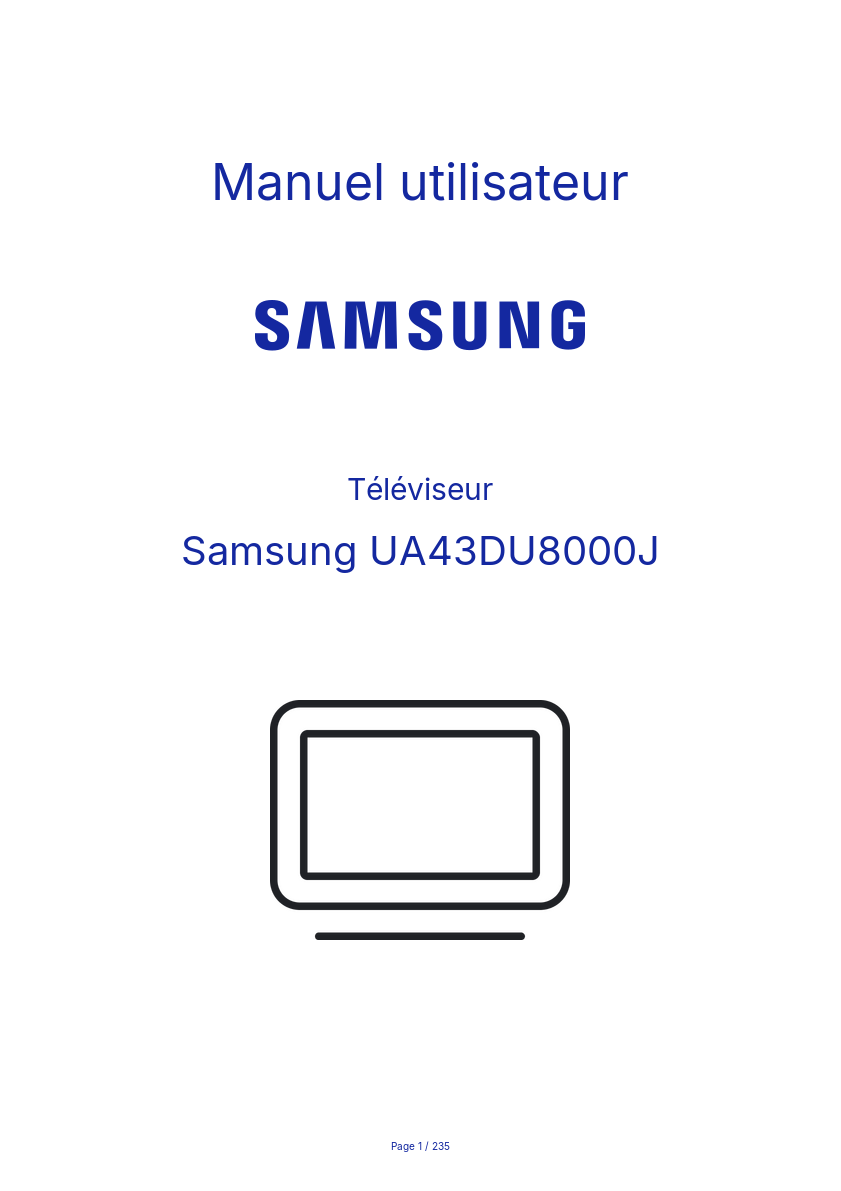Page 1 de la notice Manuel utilisateur Samsung UA43DU8000J