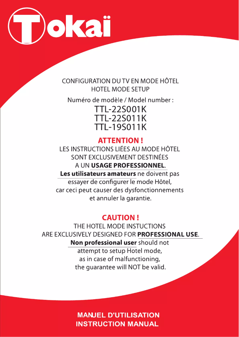 Page 1 de la notice Manuel utilisateur Tokaï TTL-22S011K