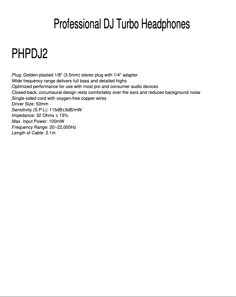 Page n°1 - Manuel utilisateur Pyle PHPDJ2