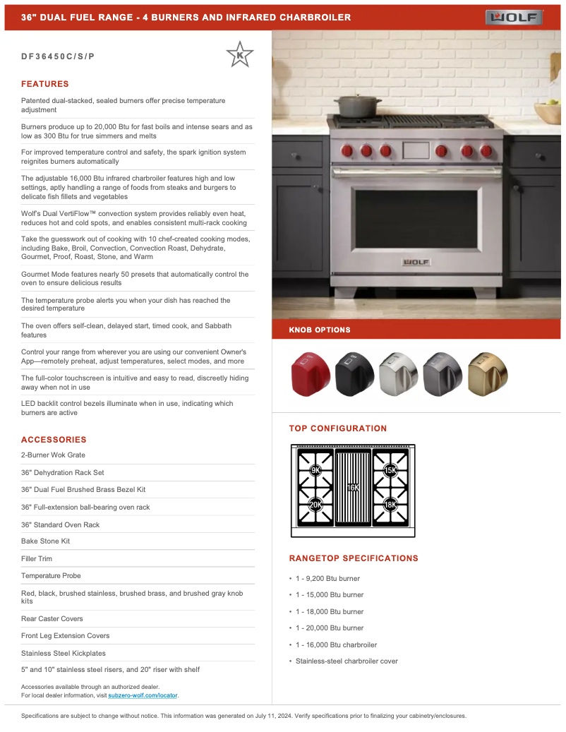 Page n°1 - Manuel utilisateur Wolf DF36450S