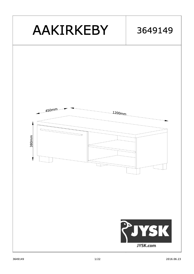 Page 1 de la notice Manuel utilisateur JYSK Aakirkeby