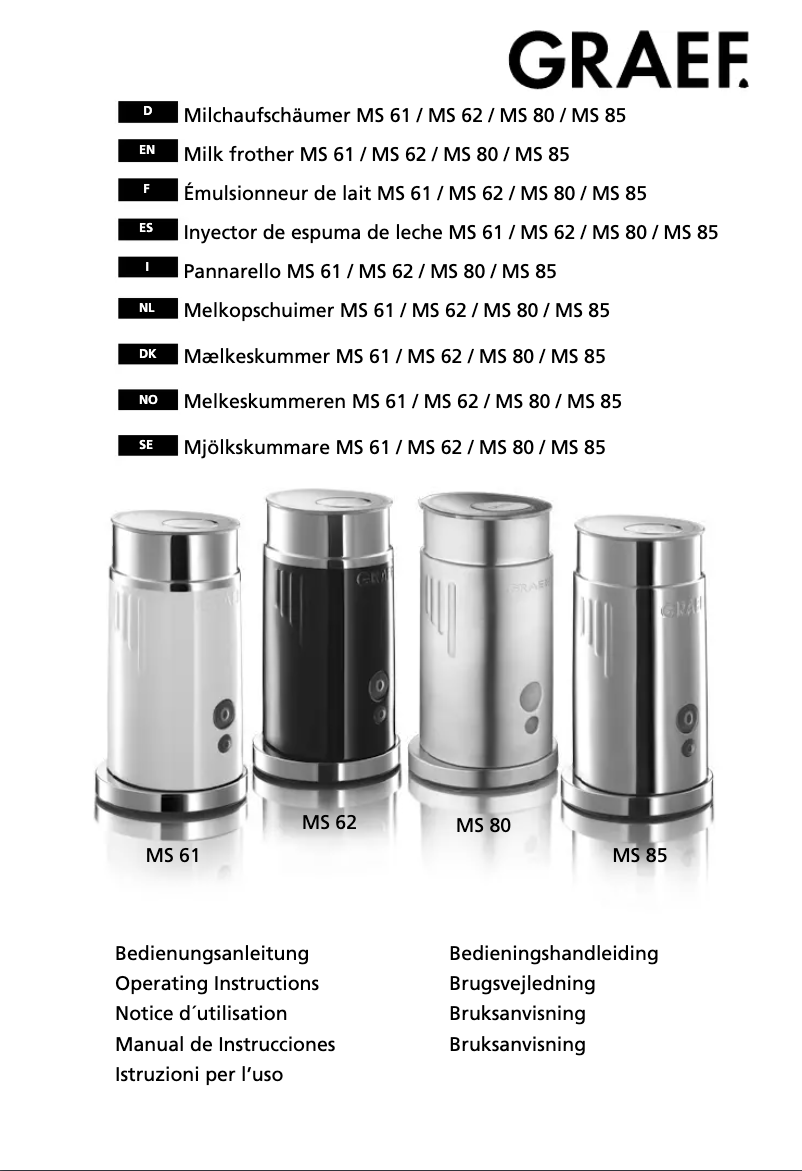 Page 1 de la notice Manuel utilisateur Graef MS 61