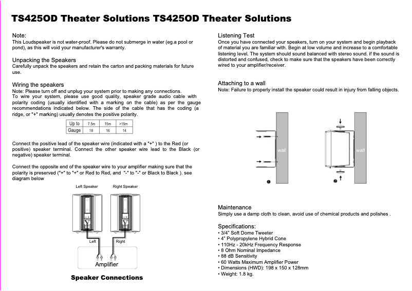Página 1 del manual Manual de usuario Theater Solutions TS425OD