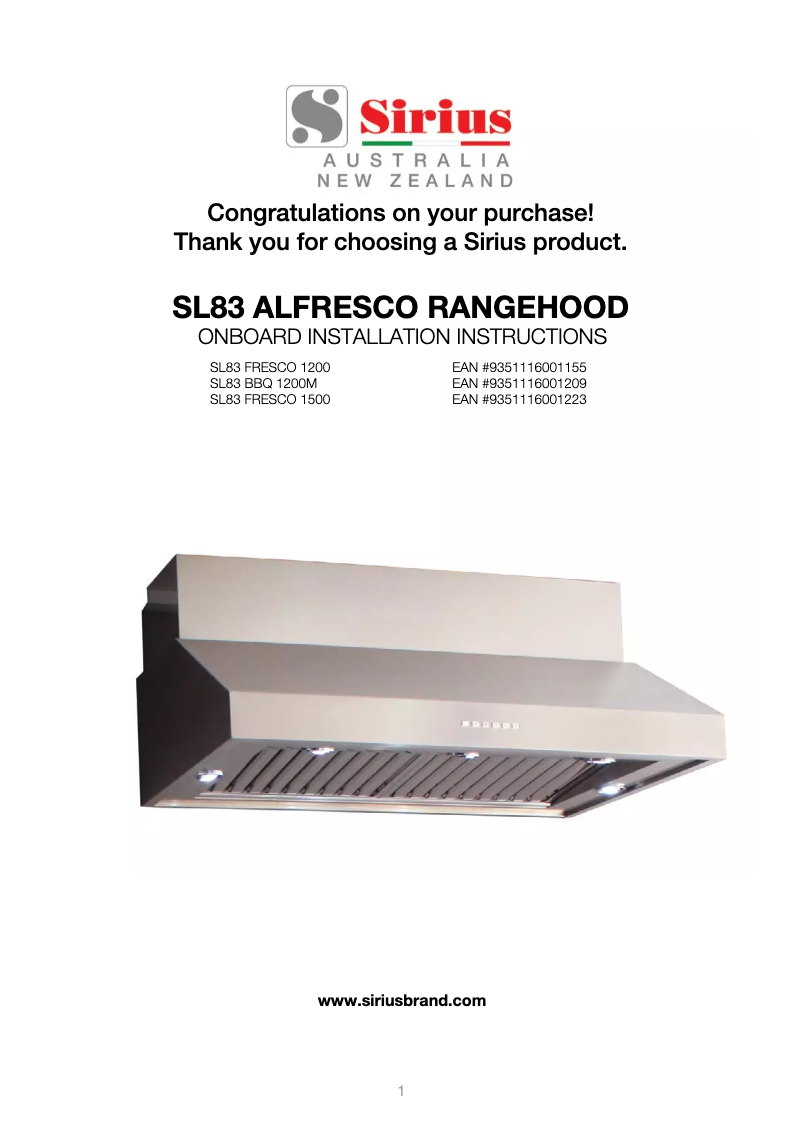 Page 1 de la notice Manuel utilisateur Sirius SL83 BBQ 1200M