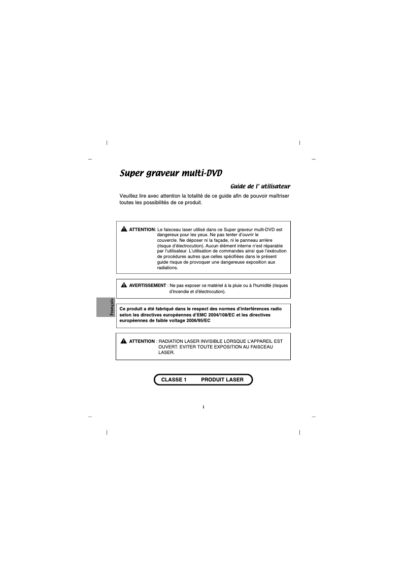 Page 1 de la notice Manuel utilisateur LG GH22LS40