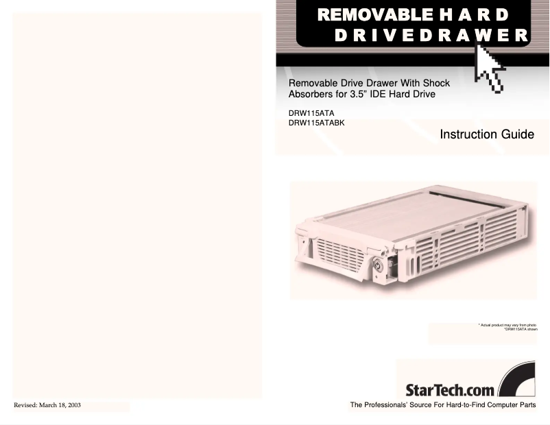Page 1 de la notice Manuel utilisateur StarTech.com DRW115CADBK