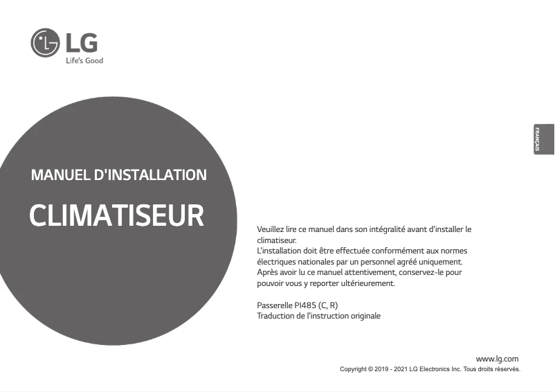 Page n°1 - Manuel utilisateur LG PSNFP14A0