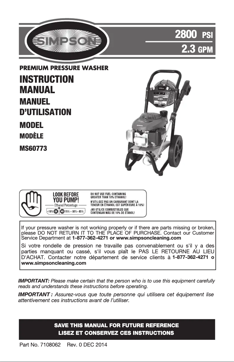 Página 1 del manual Manual de usuario Simpson Megashot MS60773