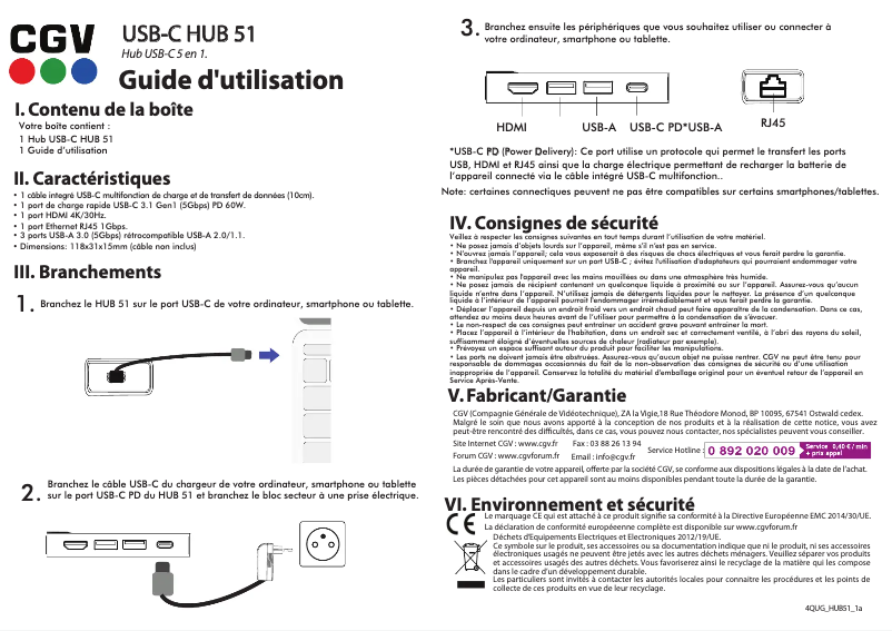 Page n°1 - Manuel utilisateur CGV USB-C HUB 51